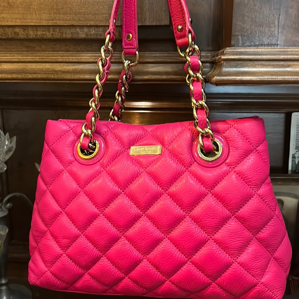 Brand new with tags metallic hot pink quilted Kate Spade shoulder bag